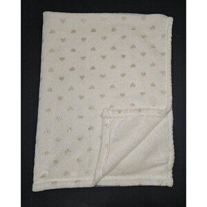 Adirondack Baby Ivory Gold Glitter Hearts Baby Blanket SOFT 30x40
